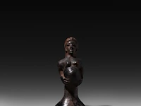 A terracotta jewish falash mura culture figure of a pregnant woman, ethiopia 12.5 cm. (4.91 in.)