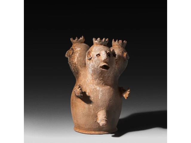 A terracotta three-headed nana densu legba torso figure, fon people, benin, 35 cm. (13.77 in.) - afbeelding 1 van  6