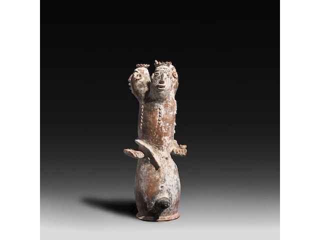 A terracotta three-headed nana densu legba torso figure, fon people, benin 37 cm. (14.57 in.) - afbeelding 1 van  6