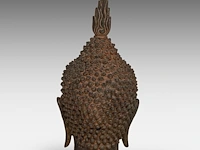 A thai bronze head of buddha, sukhothai style, h 25,7 cm - afbeelding 4 van  6