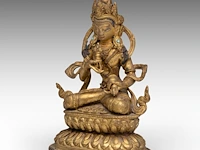 A tibetan gilt bronze figure of vajrassattva, early 19thc, h 14 cm - weight about 565 g - afbeelding 2 van  8