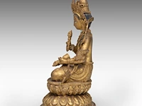 A tibetan gilt bronze figure of vajrassattva, early 19thc, h 14 cm - weight about 565 g - afbeelding 3 van  8