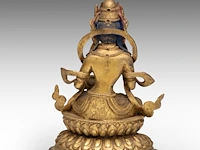 A tibetan gilt bronze figure of vajrassattva, early 19thc, h 14 cm - weight about 565 g - afbeelding 4 van  8
