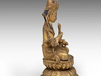 A tibetan gilt bronze figure of vajrassattva, early 19thc, h 14 cm - weight about 565 g - afbeelding 5 van  8