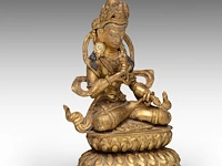 A tibetan gilt bronze figure of vajrassattva, early 19thc, h 14 cm - weight about 565 g - afbeelding 6 van  8