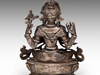 A tibetan silver figure of avalokitesvara, 19thc, h 8 cm - weight about 225 g - afbeelding 4 van  9