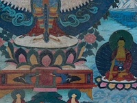 A tibetan thangka, 'eleven-headed avalokiteshvara/chenrezig', 19thc, framed 59 x 87 cm - afbeelding 2 van  10