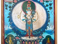 A tibetan thangka, 'eleven-headed avalokiteshvara/chenrezig', 19thc, framed 59 x 87 cm - afbeelding 3 van  10