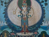 A tibetan thangka, 'eleven-headed avalokiteshvara/chenrezig', 19thc, framed 59 x 87 cm - afbeelding 4 van  10