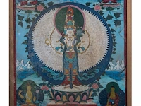 A tibetan thangka, 'eleven-headed avalokiteshvara/chenrezig', 19thc, framed 59 x 87 cm - afbeelding 5 van  10