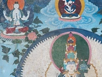A tibetan thangka, 'eleven-headed avalokiteshvara/chenrezig', 19thc, framed 59 x 87 cm - afbeelding 7 van  10