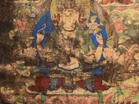A tibetan thangka of bodhisattva avalokitesvara, 19thc, framed 64 x 84 cm