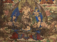 A tibetan thangka of bodhisattva avalokitesvara, 19thc, framed 64 x 84 cm - afbeelding 3 van  5