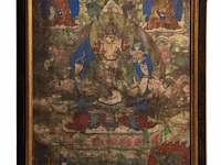 A tibetan thangka of bodhisattva avalokitesvara, 19thc, framed 64 x 84 cm - afbeelding 4 van  5