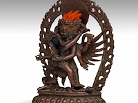A tibetan/himalayan bronze figure of vajrakilaya and diptichakra, 19thc, h 20 cm - weight about 1778g