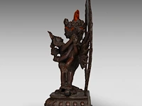 A tibetan/himalayan bronze figure of vajrakilaya and diptichakra, 19thc, h 20 cm - weight about 1778g - afbeelding 4 van  9