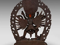A tibetan/himalayan bronze figure of vajrakilaya and diptichakra, 19thc, h 20 cm - weight about 1778g - afbeelding 5 van  9