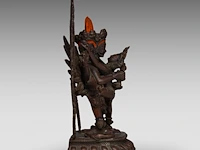 A tibetan/himalayan bronze figure of vajrakilaya and diptichakra, 19thc, h 20 cm - weight about 1778g - afbeelding 6 van  9