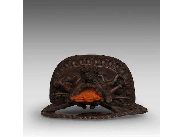 A tibetan/himalayan bronze figure of vajrakilaya and diptichakra, 19thc, h 20 cm - weight about 1778g - afbeelding 9 van  9