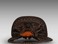 A tibetan/himalayan bronze figure of vajrakilaya and diptichakra, 19thc, h 20 cm - weight about 1778g - afbeelding 9 van  9