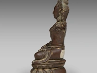 A tibetan/himalayan bronze figure of white tara, 17thc/18thc, h 16,5 cm - weight about 674g - afbeelding 3 van  8