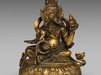 A tibetan/himalayan gilt bronze figure of virupaksha, 18thc/19thc, h 11,5 cm - weight about 543 g