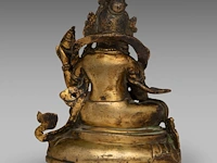 A tibetan/himalayan gilt bronze figure of virupaksha, 18thc/19thc, h 11,5 cm - weight about 543 g - afbeelding 4 van  8