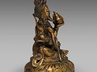 A tibetan/himalayan gilt bronze figure of virupaksha, 18thc/19thc, h 11,5 cm - weight about 543 g - afbeelding 5 van  8