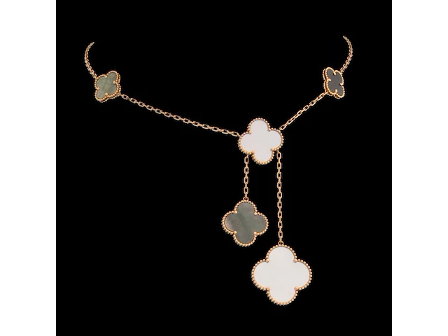 A van cleef & arpels 18ct rose-gold 'magic alhambra' necklace, signed vca and numbered, l 41 cm, weight 20,4g - afbeelding 1 van  6