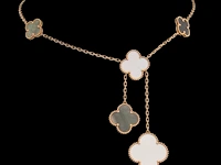 A van cleef & arpels 18ct rose-gold 'magic alhambra' necklace, signed vca and numbered, l 41 cm, weight 20,4g