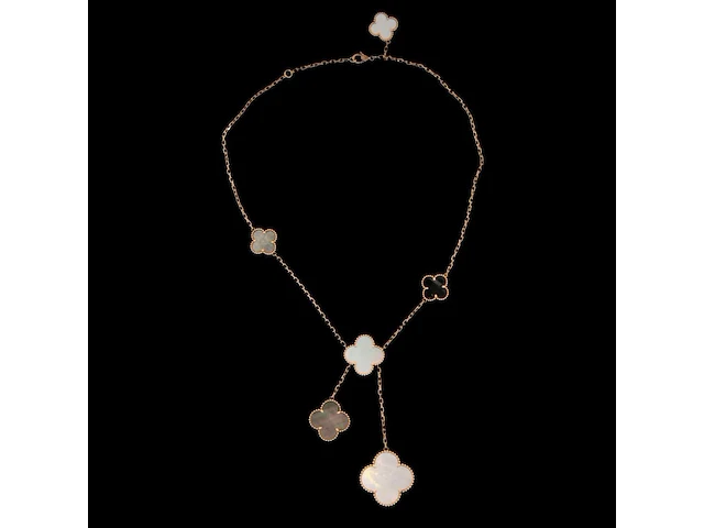 A van cleef & arpels 18ct rose-gold 'magic alhambra' necklace, signed vca and numbered, l 41 cm, weight 20,4g - afbeelding 2 van  6