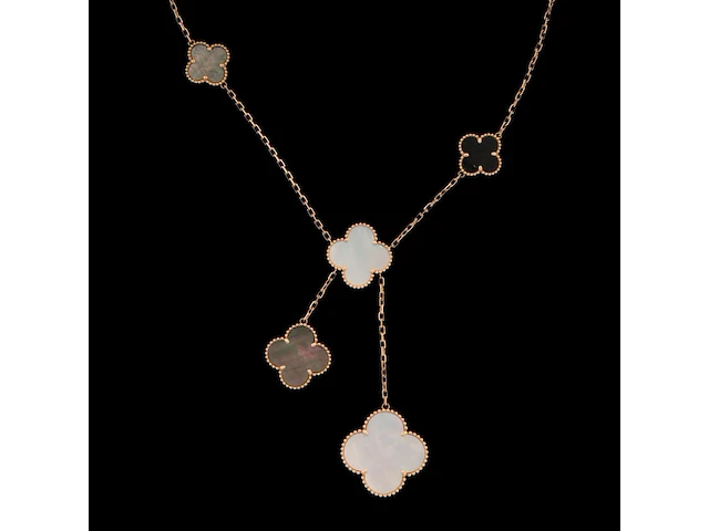 A van cleef & arpels 18ct rose-gold 'magic alhambra' necklace, signed vca and numbered, l 41 cm, weight 20,4g - afbeelding 3 van  6