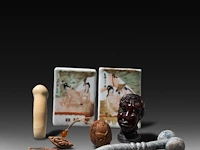 A various and interesting collection of chinese phallic items h 10 - w 7,5 cm (the porcelain)