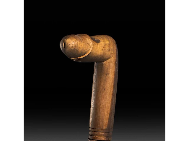 A various collection of carved wooden folk walking sticks with phallic handles - afbeelding 9 van  13