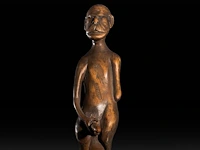 A various collection of carved wooden folk walking sticks with phallic handles - afbeelding 12 van  13
