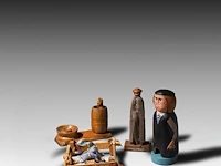 A various collection of phallic-themed folk dolls, h 25 cm (tallest) - afbeelding 2 van  5
