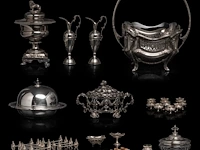 A various collection of silver tableware, h 3 - 32 cm, total weight: 3624 g