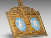 A very fine gothic revival gilt bronze and enamel triptych, with hand-painted porcelain plaques, late 19thc 31 cm. (12.19 in.) - afbeelding 7 van  12