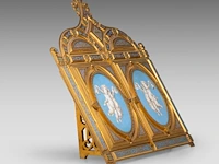 A very fine gothic revival gilt bronze and enamel triptych, with hand-painted porcelain plaques, late 19thc 31 cm. (12.19 in.) - afbeelding 8 van  12