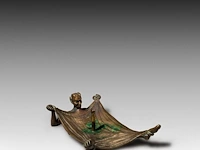 A vienna bronze candlestick of a satyr using his penis as a candleholder, ca. 1900, w 16,5 cm