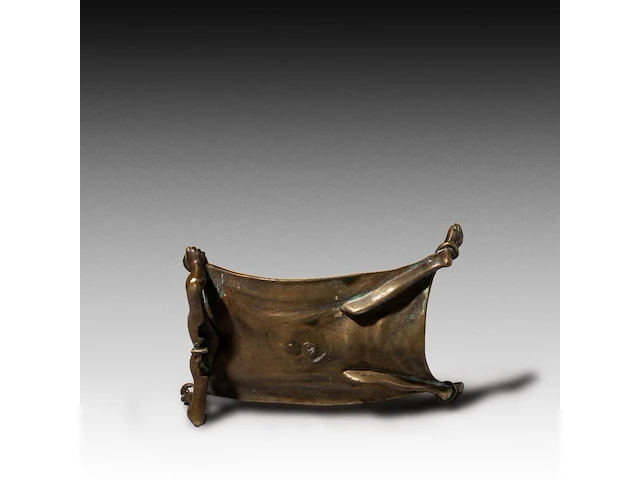 A vienna bronze candlestick of a satyr using his penis as a candleholder, ca. 1900, w 16,5 cm - afbeelding 3 van  4