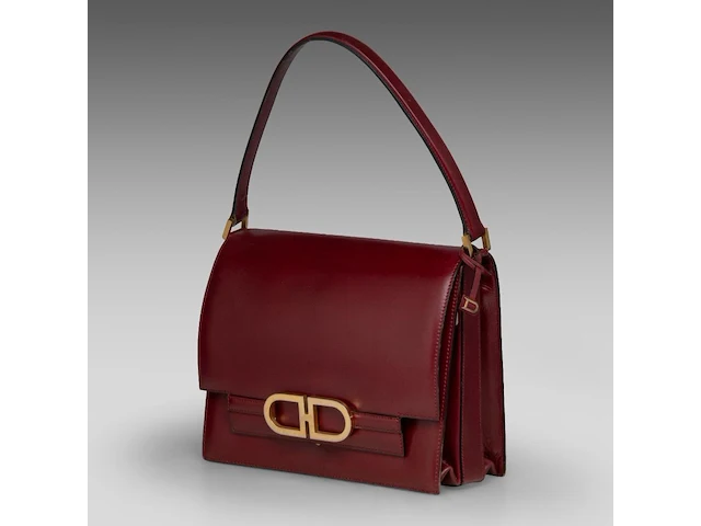 A vintage burgundy red delvaux handbag 21 x 25 x 10.5 cm. (8.26 x 9.83 x 4.12 in.) - afbeelding 2 van  8