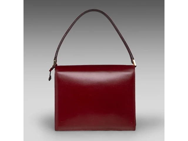 A vintage burgundy red delvaux handbag 21 x 25 x 10.5 cm. (8.26 x 9.83 x 4.12 in.) - afbeelding 4 van  8