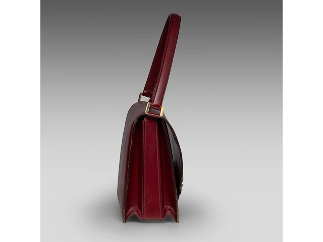 A vintage burgundy red delvaux handbag 21 x 25 x 10.5 cm. (8.26 x 9.83 x 4.12 in.) - afbeelding 5 van  8