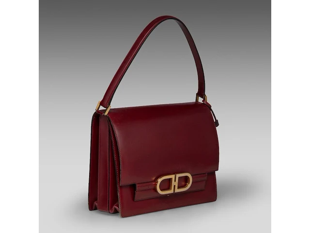 A vintage burgundy red delvaux handbag 21 x 25 x 10.5 cm. (8.26 x 9.83 x 4.12 in.) - afbeelding 6 van  8