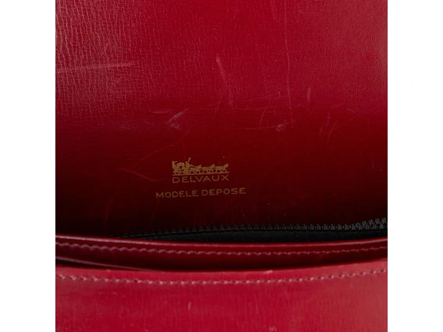 A vintage burgundy red delvaux handbag 21 x 25 x 10.5 cm. (8.26 x 9.83 x 4.12 in.) - afbeelding 8 van  8