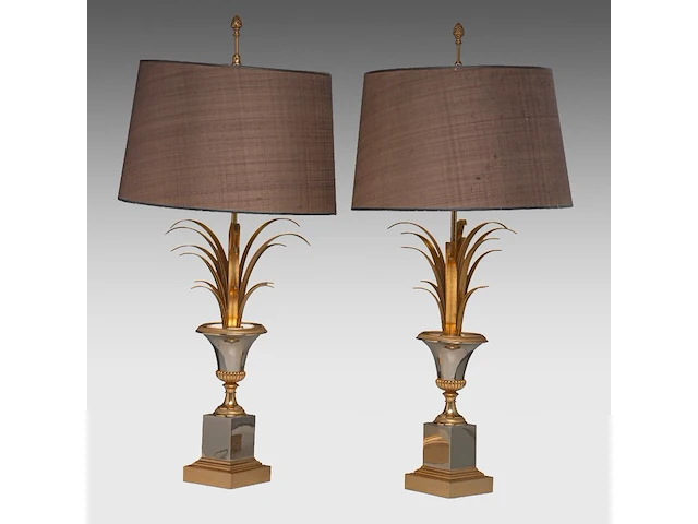 A vintage pair of '70s maison charles style reed table lamps 74 cm. (29.12 in.) - afbeelding 2 van  3
