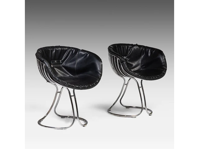 A vintage pair of italian design pan am chairs by gastoni renaldi for rima padova 77 x 65 x 60 cm. (30.30 x 25.58 x 23.62 in.) - afbeelding 1 van  8