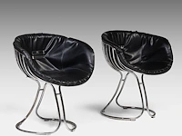 A vintage pair of italian design pan am chairs by gastoni renaldi for rima padova 77 x 65 x 60 cm. (30.30 x 25.58 x 23.62 in.)