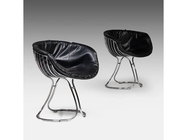 A vintage pair of italian design pan am chairs by gastoni renaldi for rima padova 77 x 65 x 60 cm. (30.30 x 25.58 x 23.62 in.) - afbeelding 6 van  8
